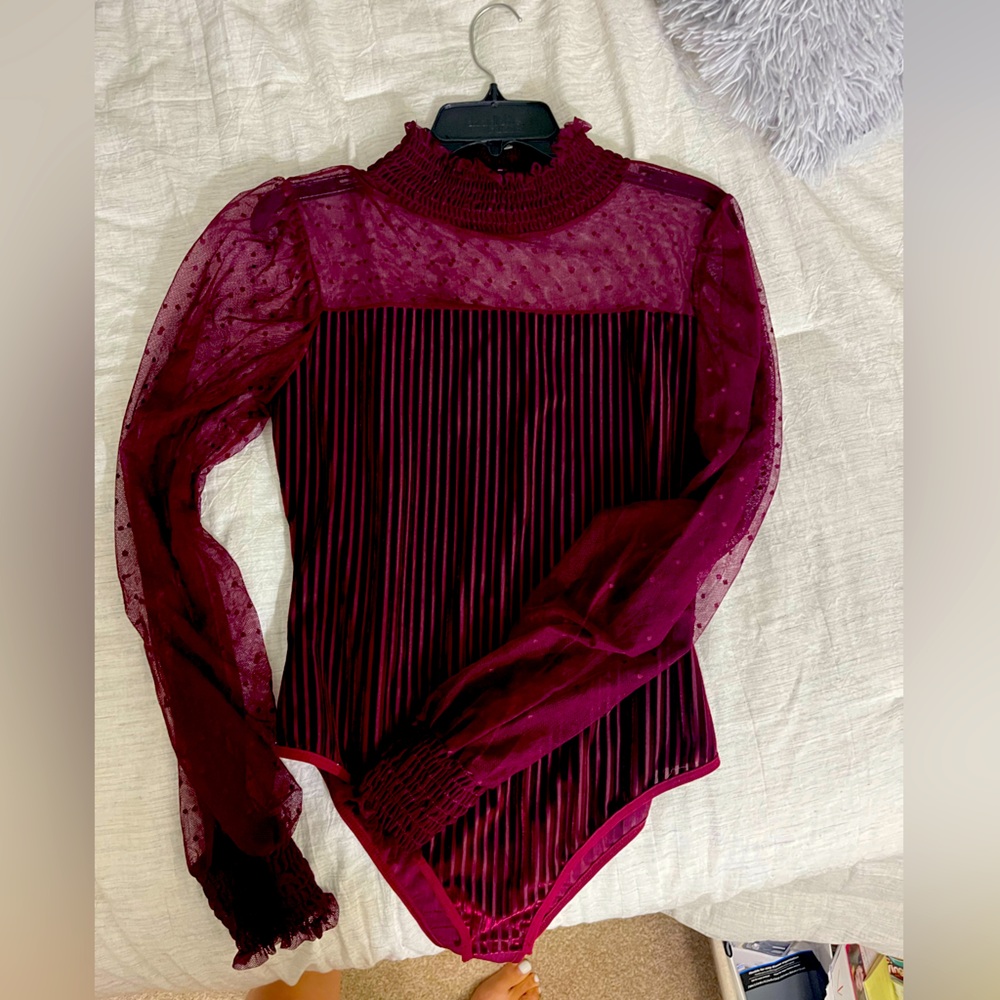 Velvet Maroon Bodysuit.